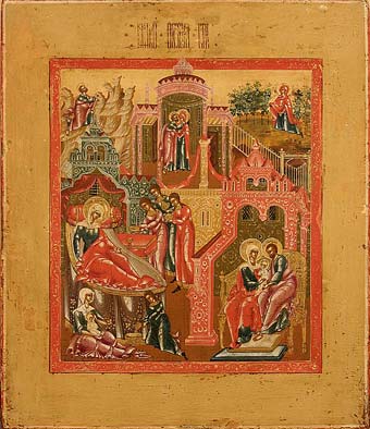 17.The Nativity of the Virgin. Palekh. 18th century.