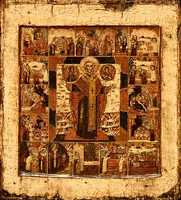 39. St.Nicholas of Mozhaisk with Scenes from His Life. 17th century.